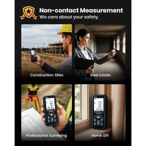 DTAPE 165 Ft Digital Laser Measure - High-Accuracy Electronic Tape with Backlit LCD & Multi-Unit Display