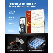 DTAPE 165Ft Digital Laser Measure - High Accuracy & Backlit LCD