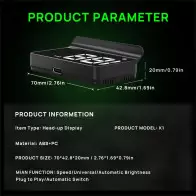 Car HUD K1-White: Digital GPS Speedometer with Auto Brightness & USB Plug-in