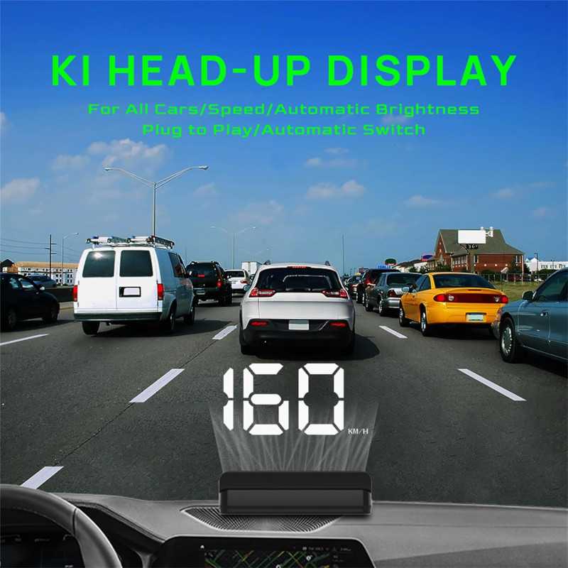 Car HUD K1-White: Digital GPS Speedometer with Auto Brightness & USB Plug-in