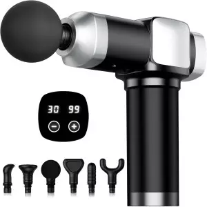 Deep Tissue Massage Gun | Portable Muscle Massager with 30 Speeds & 6 Attachments