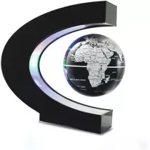 Globe Flottant LED Magnétique C - Décor Bureau Noir-Argent