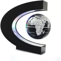Senders LED Magnetic Floating Globe C Shape Desk Decoration Black-Silver