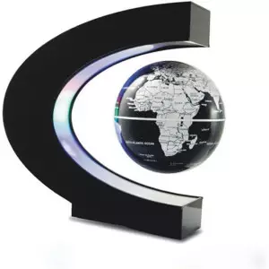 Senders LED Magnetic Floating Globe C Shape Desk Decoration Black-Silver