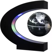 Globe Flottant LED Magnétique C - Décor Bureau Noir-Argent