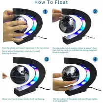 Globe Flottant LED Magnétique C - Décor Bureau Noir-Argent