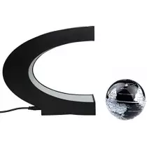 Globe Flottant LED Magnétique C - Décor Bureau Noir-Argent