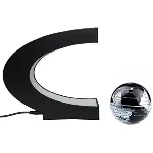 Globe Flottant LED Magnétique C - Décor Bureau Noir-Argent