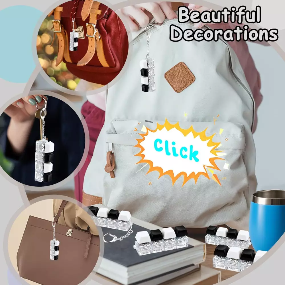 2 Pcs Keyboard Fidget Toy Set – Stress Relief Keychain Button Clicker