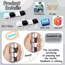 2 Jouets Fidget Clavier 4-en-1 Antistress Noir & Blanc