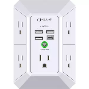 Multiprise QINLIANF 5 prises + 4 USB 4.8A Protection 1680J