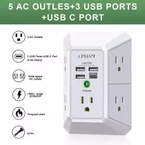Multiprise QINLIANF 5 prises + 4 USB 4.8A Protection 1680J