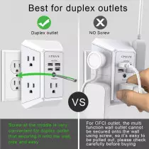 QINLIANF 5 Outlet Surge Protector with 4 USB Ports 1680J Power Strip