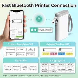 Nelko P21 Bluetooth Wireless Label Maker with Tape, Mini Printer for School, Office & Home, White
