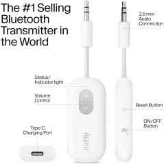 Twelve South AirFly SE : Émetteur Bluetooth sans fil pour AirPods/Casque, Batterie 20+h, Jack 3,5mm