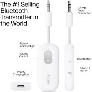 Twelve South AirFly SE Bluetooth Audio Adapter – 20+ Hr Battery, 3.5mm Jack