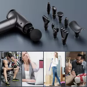 Massage Gun Deep Tissue Électrique - 9 Accessoires & 30 Vitesses