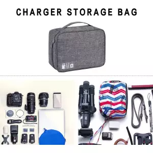 Portable Electronic Accessories Organizer - Water-Resistant Travel Tech Pouch