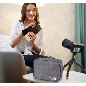 Portable Electronic Accessories Organizer - Water-Resistant Travel Tech Pouch