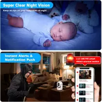 2K WiFi Pan/Tilt Indoor Security Camera with AI Motion & 2-Way Audio