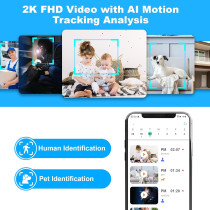 2K WiFi Pan/Tilt Indoor Security Camera with AI Motion & 2-Way Audio