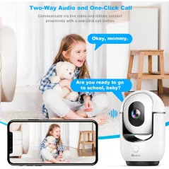 Caméra Sécurité Intérieure 2K WiFi avec Détection IA & Audio