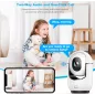 Caméra de Sécurité Intérieure 2K WiFi avec IA, Audio 2 Voies, Détection Mouvement, Stockage Cloud/TF