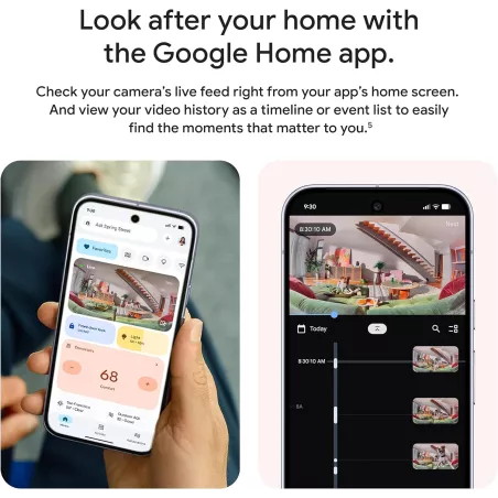 Google Nest Cam Indoor 3e Génération Câblée 2K Vidéo, Vision Nuit, Audio Bidirectionnel, Google Home - 2025