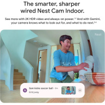 Google Nest Cam Indoor 3rd Gen (Wired) - 2K Video, Night Vision, 2025 Model
