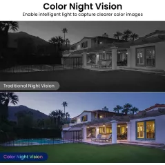 Caméra Sécurité 2K Intérieur/Extérieur pour Animaux/Bébé, Vision Nuit Couleur, Sirène, Alexa/Google