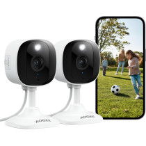 2K Home Security Cameras 2-Pack – Color Night Vision, Alexa & Google Compatible