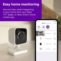 Caméra Intérieure Roku 2-Pack - Sécurité Maison Filaires, Vision Nuit 1080p, Détection Mouvement, WiFi 6, Alexa & Google