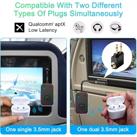 Beeitzie Ultra Bluetooth 5.4 Transmetteur AptX LL pour 2 Casques/Écouteurs, Adaptateur Audio Sans Fil 2025