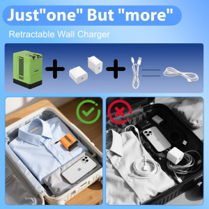 2025 2-in-1 120W Fast Charger Adapter with Foldable Plug – Black