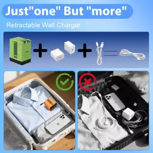 2025 2-in-1 120W Fast Charger Adapter with Foldable Plug – Black