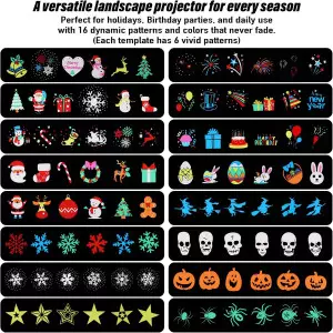 2025 Xmas Projector Lights – Brighter, 16 Slides, Waterproof Timer
