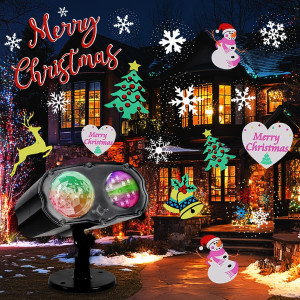 2025 Xmas Projector Lights – Brighter, 16 Slides, Waterproof Timer