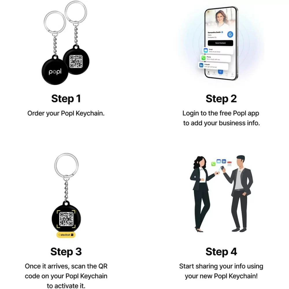 Popl Keychain Digital Business Card – Instant NFC & QR Contact Sharing