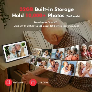 15.6 Frameo Digital Photo Frame WiFi 32GB HD Touch Screen for Gifts