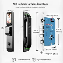3D Face Recognition Smart Door Lock with HD Camera & 7-in-1 Keyless Entry