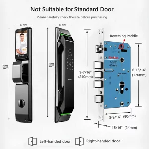 3D Face Recognition Smart Door Lock with HD Camera & 7-in-1 Keyless Entry
