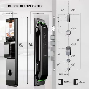 3D Face Recognition Smart Door Lock with HD Camera & 7-in-1 Keyless Entry