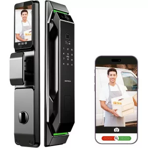 3D Face Recognition Smart Door Lock with HD Camera & 7-in-1 Keyless Entry