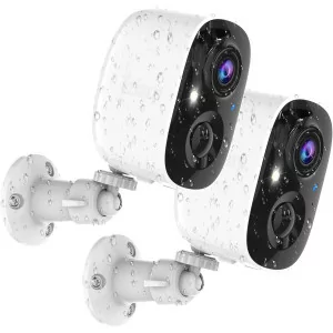 Wireless 2K Outdoor & Indoor Security Cameras, AI Motion, Color Night Vision, 2-Pack