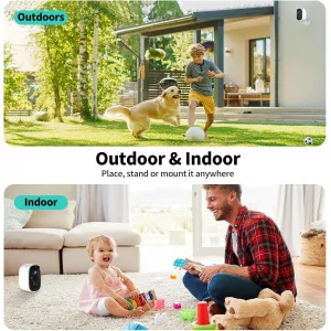 Wireless 2K Outdoor & Indoor Security Cameras, AI Motion, Color Night Vision, 2-Pack