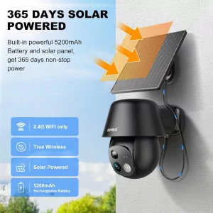 Solar Wireless Security Cameras 2K Pan/Tilt 360° AI Motion Detection