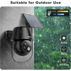 Solar Wireless Security Cameras 2K Pan/Tilt 360° AI Motion Detection