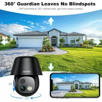 Solar Wireless Security Cameras 2K Pan/Tilt 360° AI Motion Detection