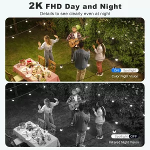 Solar Wireless Security Cameras 2K Pan/Tilt 360° AI Motion Detection