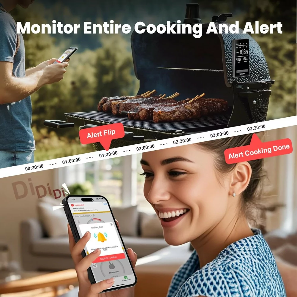 Smart WiFi Meat Thermometer - Unlimited Range, Accurate ±0.5°F, App-Control